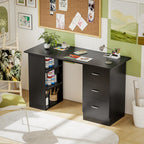 Computer Desk with Drawers, Home Office Desk, Writing Table, PC Workstation with 3 Storage Shelves for Working, Study, 120 x 49 x 72 cm, Black