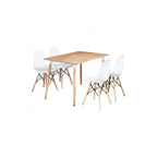 Dining Table and Ghost Chair Set for 4 - Eiffel Plastic Chairs and a Rectangle Dining Table