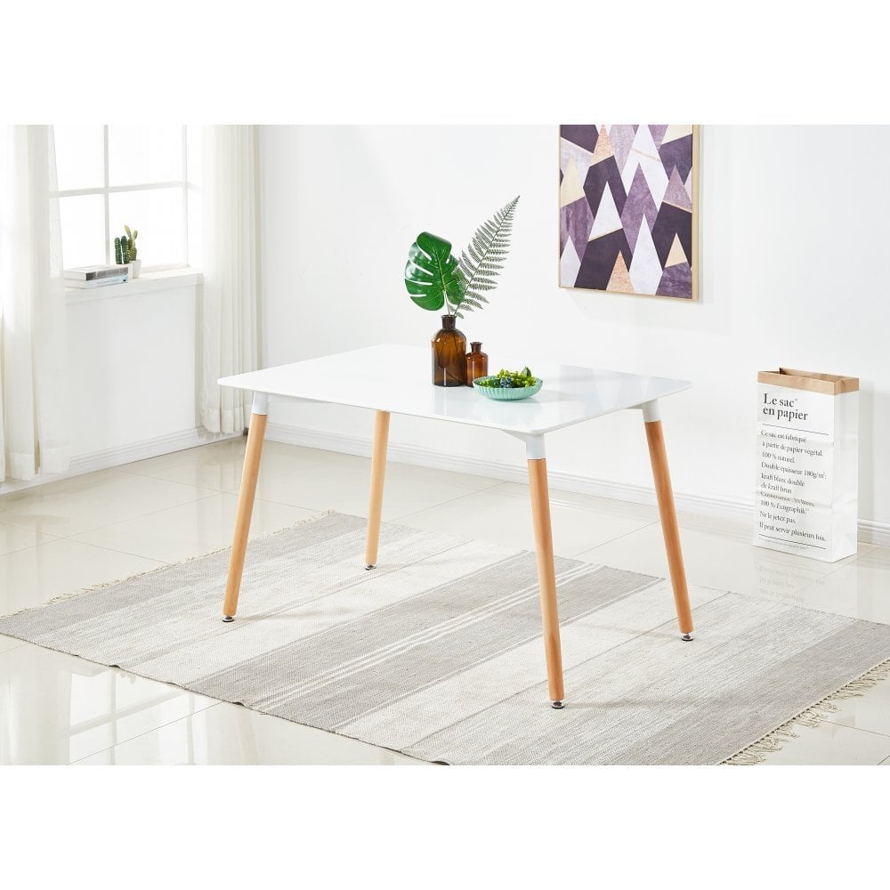 Dining Table and Ghost Chair Set for 4 - Eiffel Plastic Chairs and a Rectangle Dining Table