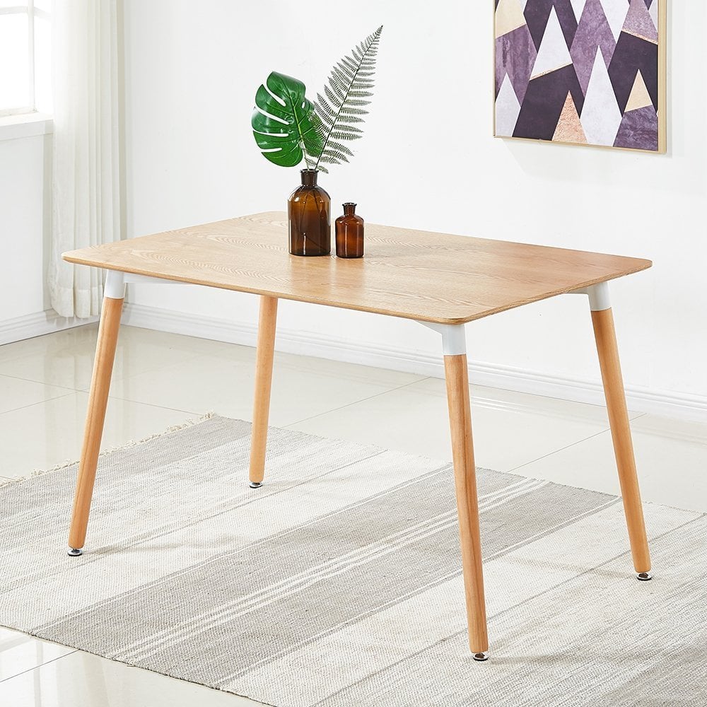 Dining Table and Ghost Chair Set for 4 - Eiffel Plastic Chairs and a Rectangle Dining Table