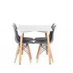 Dining Table and Ghost Chair Set for 4 - Eiffel Plastic Chairs and a Rectangle Dining Table