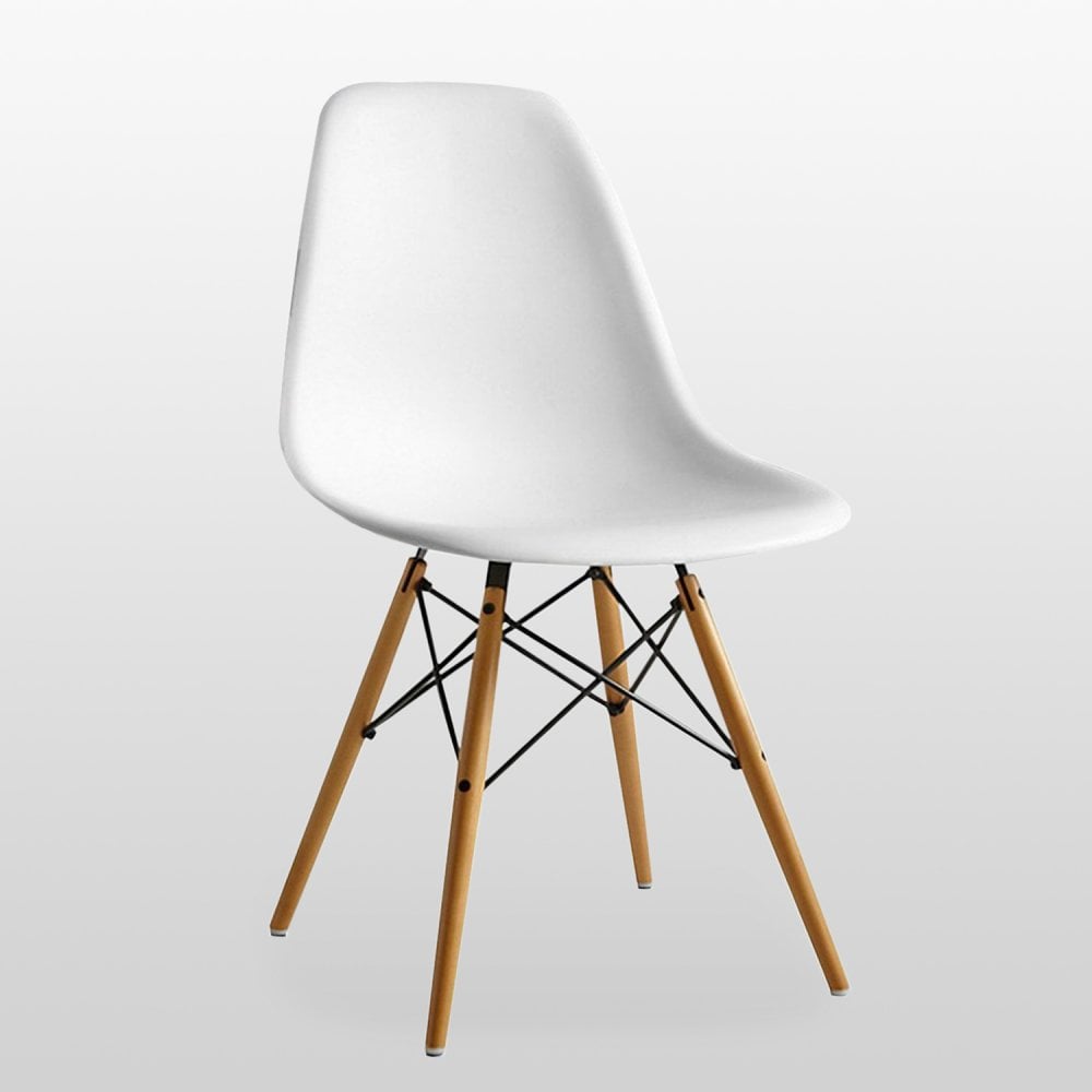 Dining Table and Ghost Chair Set for 4 - Eiffel Plastic Chairs and a Rectangle Dining Table
