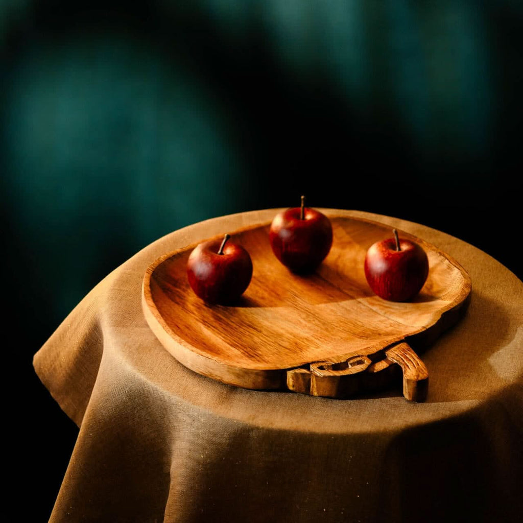 Wooden Pumpkin Serving Tray Handcrafted Mango Wood Board 30cm