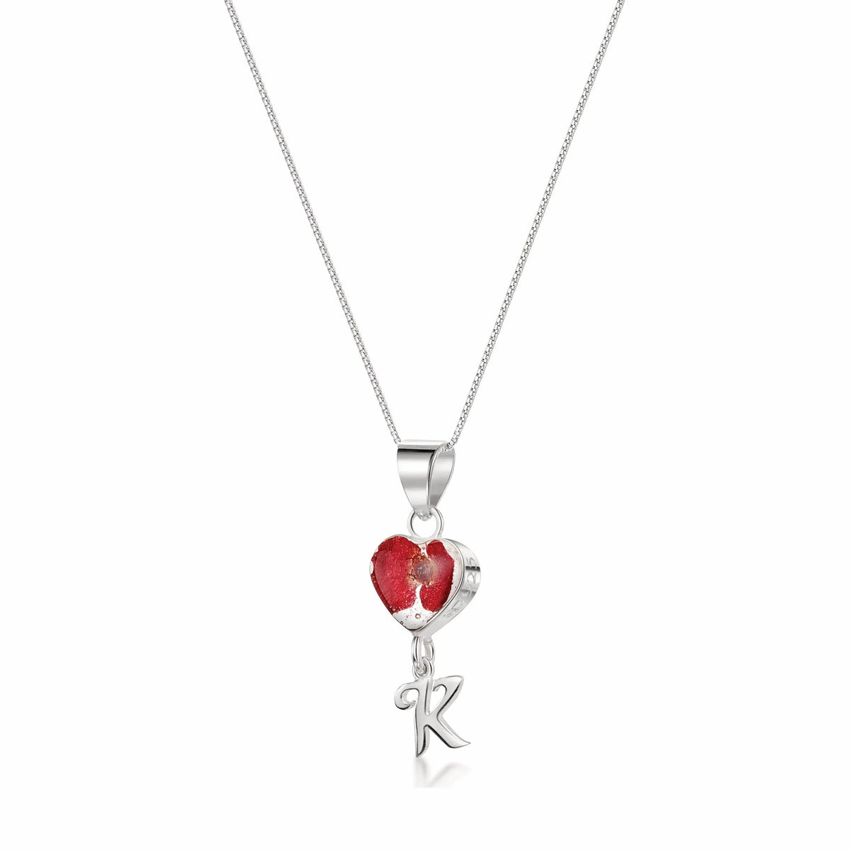 Poppy Initial Charm Heart Pendant Necklace with Heart Charm K