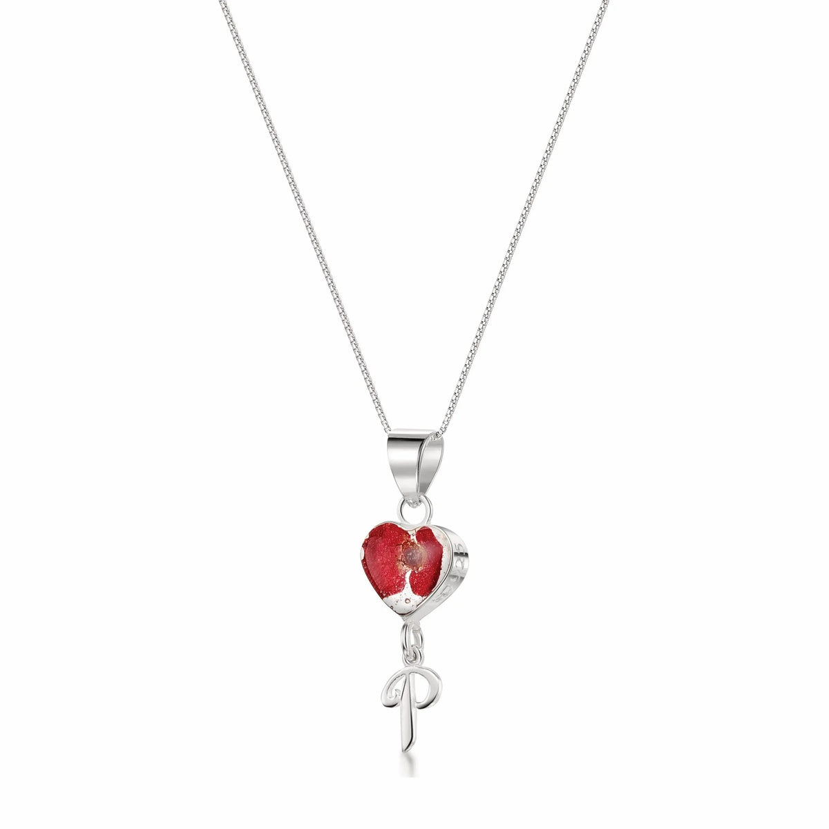 Poppy Initial Charm Heart Pendant Necklace with Heart Charm P