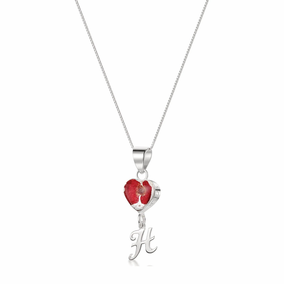 Poppy Initial Charm Heart Pendant Necklace with Heart Charm H
