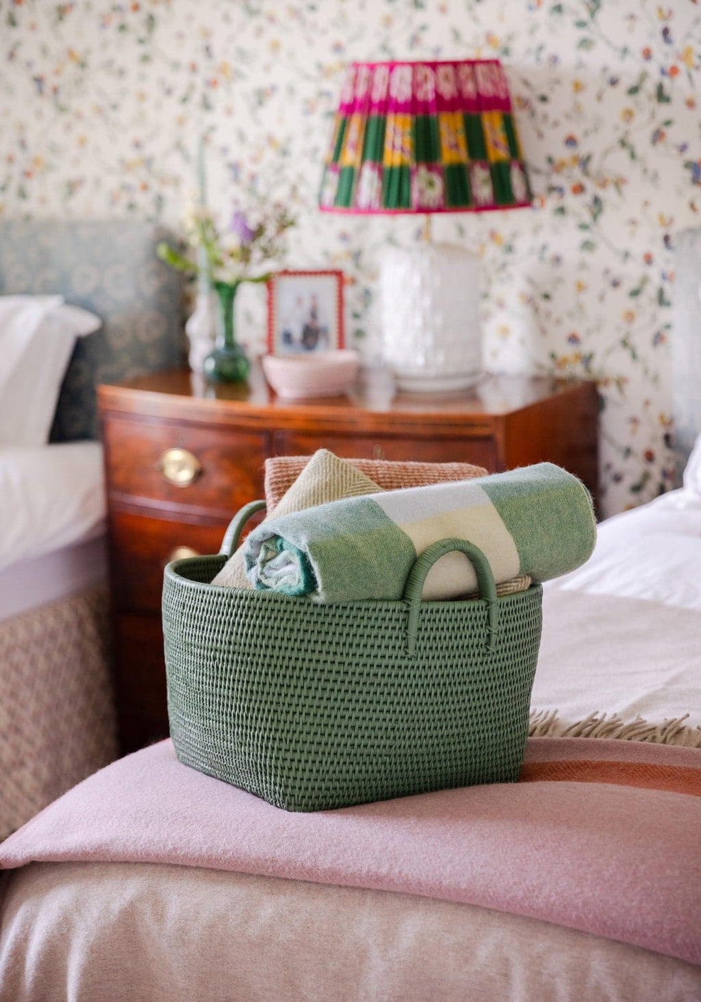 Handy Handwoven Rattan Basket - Green