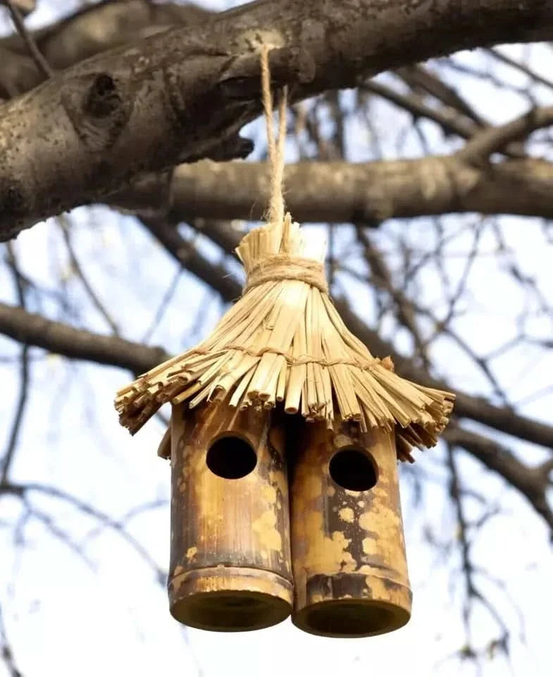 Tiki Wooden Hanging Bird Nest Box Rustic Garden Bird House Shelter