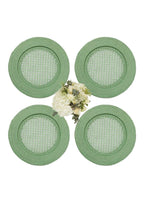 Harbour Island Round Rattan Charger Green - Set of 4