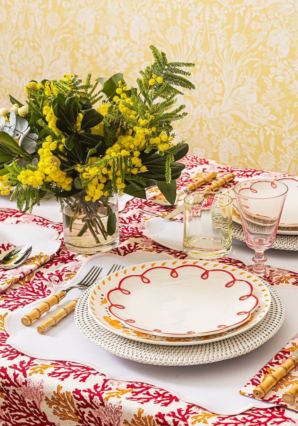 Harbour Island Round Rattan Charger Placemat White - Set of 4