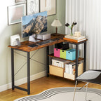 L Shaped Desk, Corner Computer Desk with Bookshelf for Home Office, Study Room, Workstation, 120 x 73.2 x 75cm, Rustic Brown