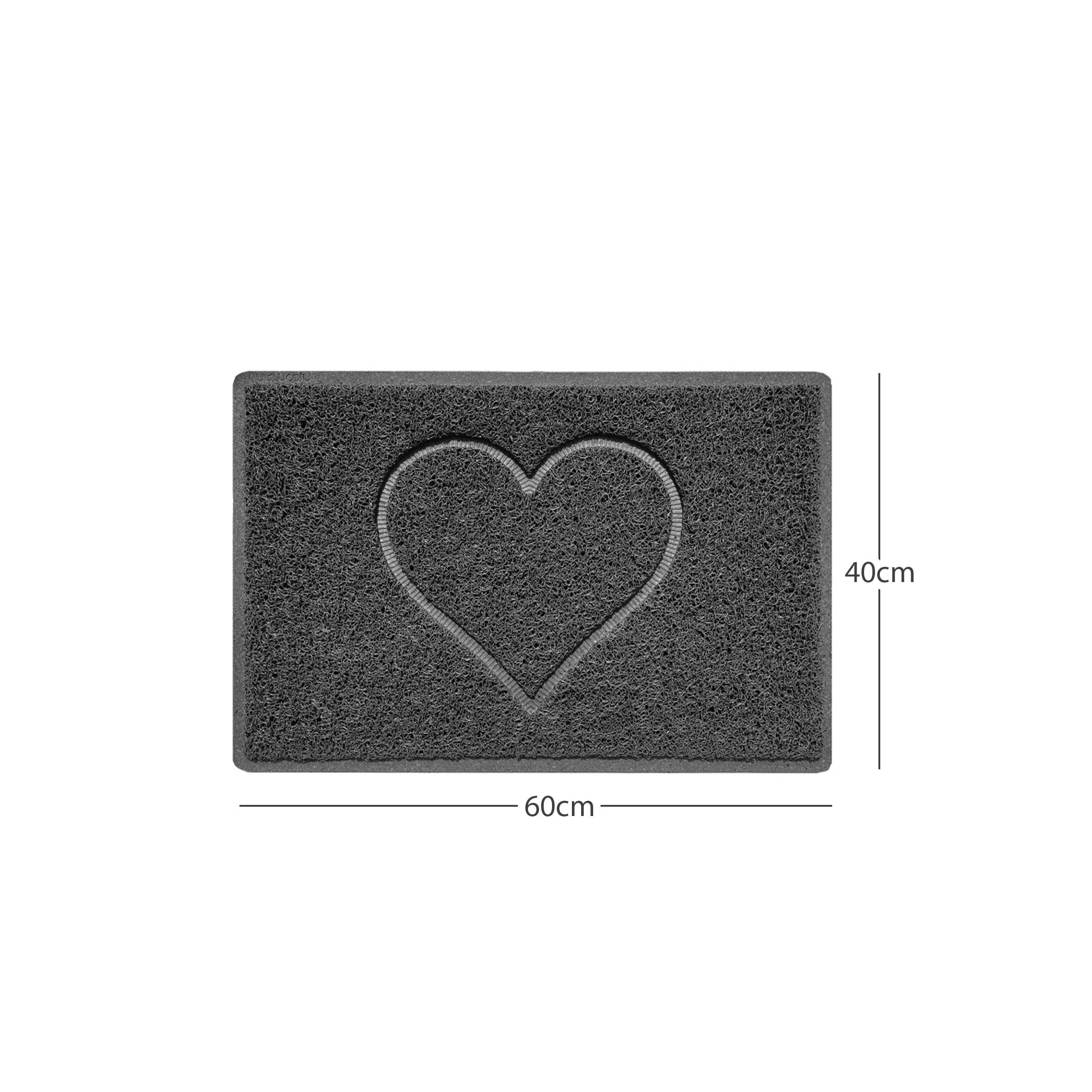 "Heart" Embossed Loofah Textured Spaghetti Door Mat Dark Grey 60cm x 40cm Yes (Suitable for Indoors)