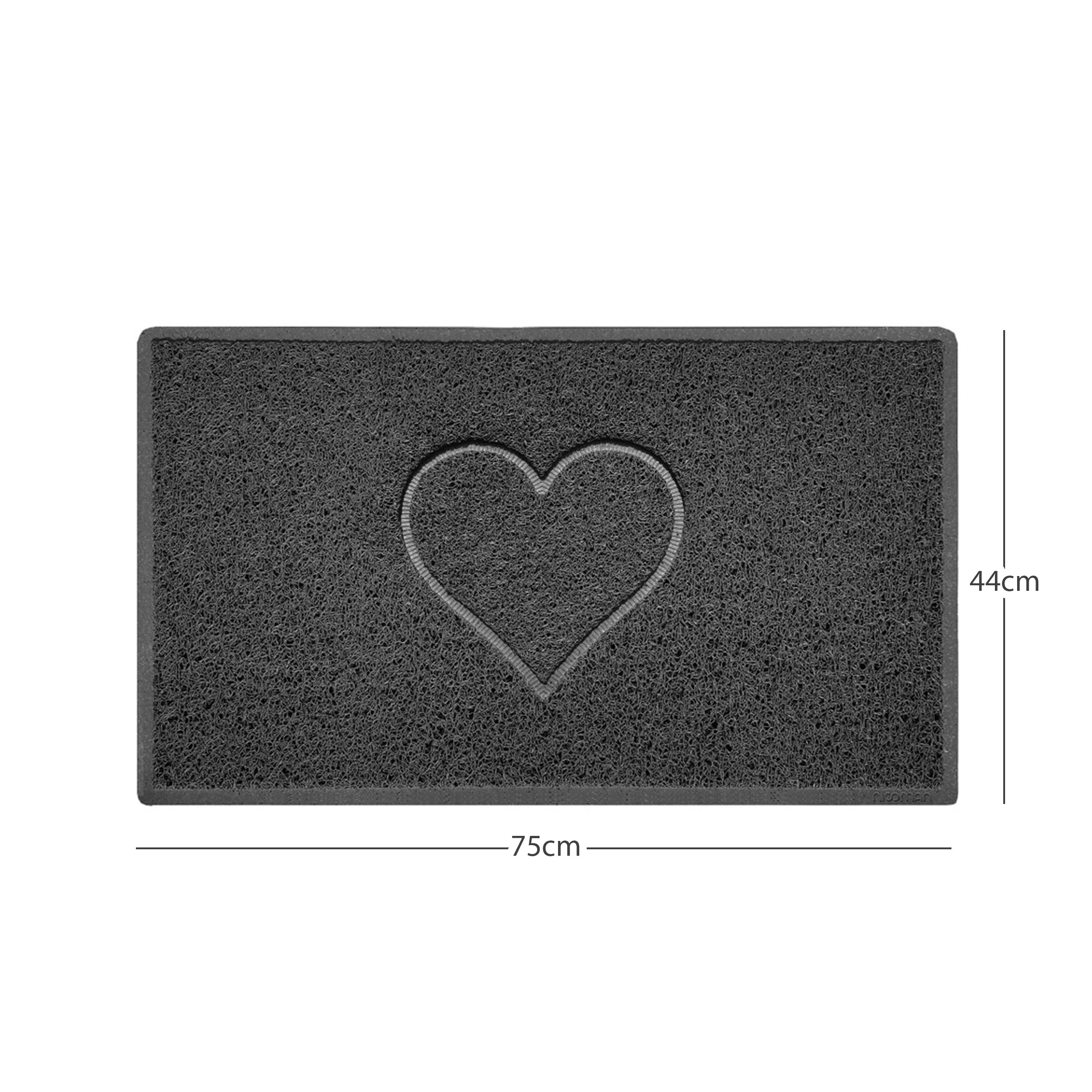 "Heart" Embossed Loofah Textured Spaghetti Door Mat Dark Grey 75cm x 44cm Yes (Suitable for Indoors)