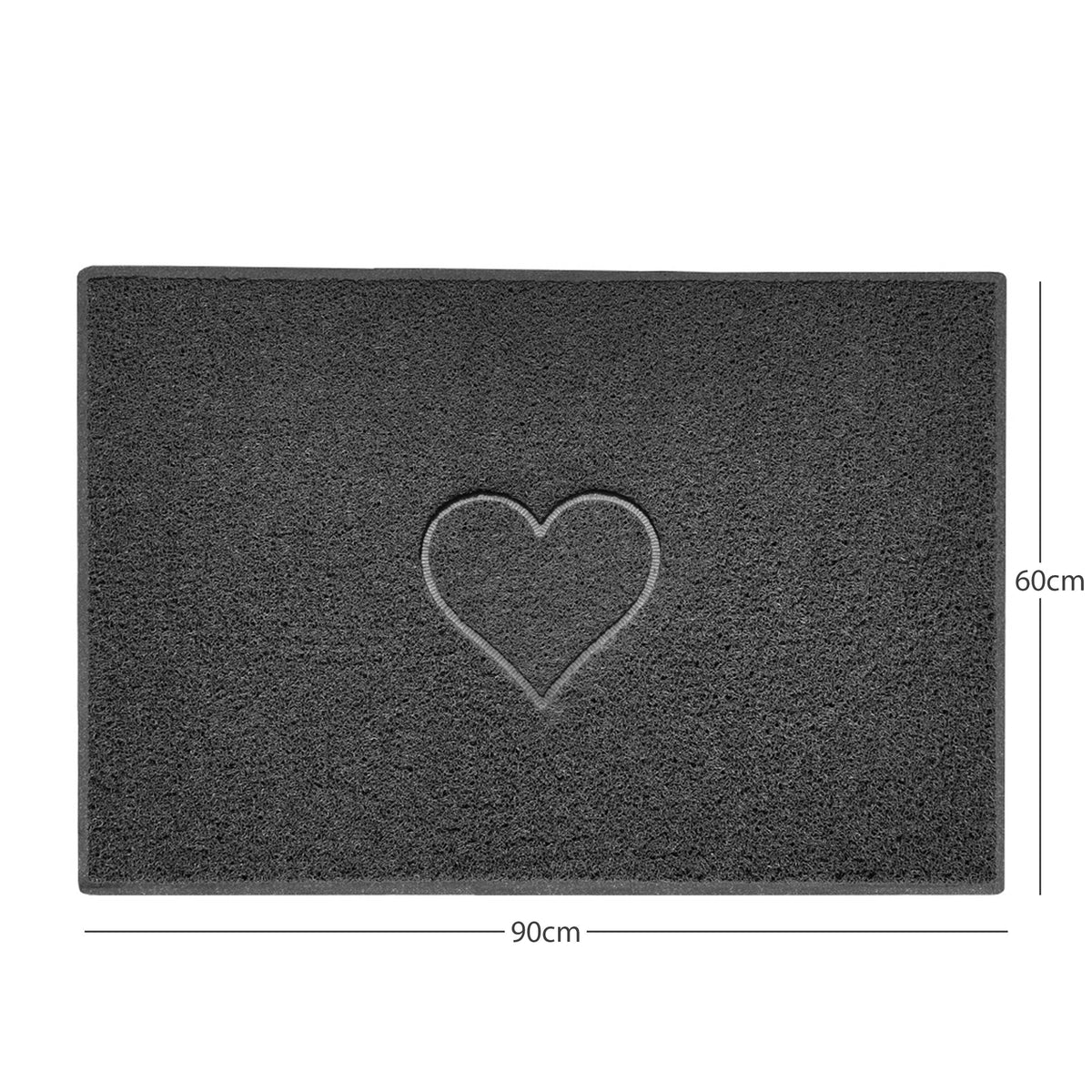 "Heart" Embossed Loofah Textured Spaghetti Door Mat Dark Grey 90cm x 60cm Yes (Suitable for Indoors)