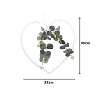 Small Artificial Eucalyptus Heart Wreath with White Fabric 22cm