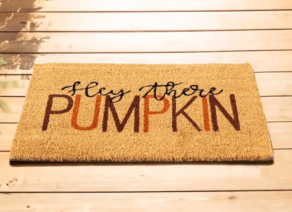 Hey There Pumpkin Coir Door Mat Autumn Halloween Welcome Rug