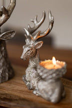 Set of Two Resin Deer Tealight Holder