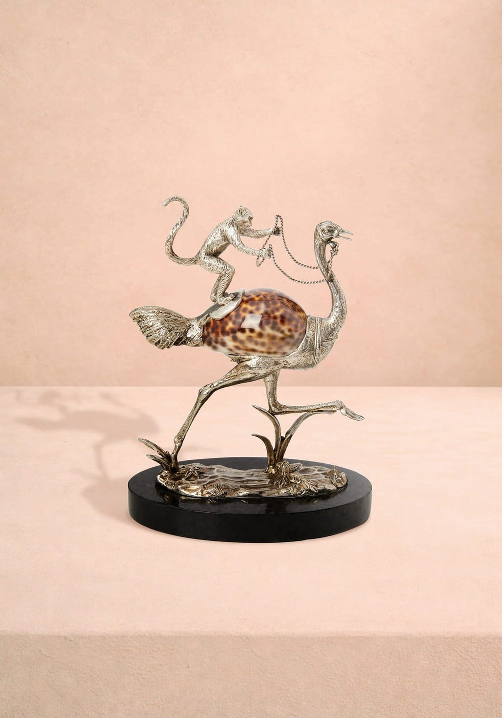 Saharan Dreams (Monkey On An Ostrich) Sculpture