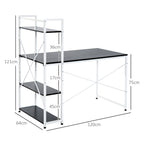 Computer Desk with Storage Shelves on Left or Right, Industrial Reversible Writing Desk for Home Office, Study, Easy Assembly, 120 x 64 x 121cm, Black and White