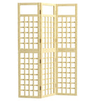 3-Panel Wooden Garden Privacy Screen, Natural Wood Finish