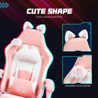 Gaming Chair with Footrest, Reclining Computer Chair, Pink