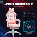 Gaming Chair with Footrest, Reclining Computer Chair, Pink