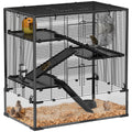 4 Tiers Hamster Cage with Deep Tempered Glass Bottom, 60 x 40 x 80cm 78.5 L x 48.5 W x 80Hcm