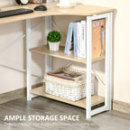 Folding Desk, L Shaped Desk, Corner Computer Desk with 2-Tier Storage Shelf for Home Office, Study Room, Workstation, Easy Assembly, 120 x 72.5 x 76.5cm, Oak Tone