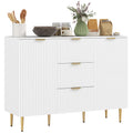 Sideboard Buffet Cabinet w/ 3 Drawers and Adjustable Shelves, White