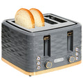 Toaster with 4 Slot, 7 Browning Levels, 1600W, Black Ripple Grey