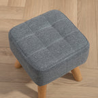 Linen-Look Square Padded Footstool - Grey