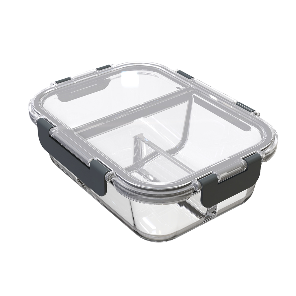 3-Compartment Glass Containers with Airtight Lids 980ml 3 Pack