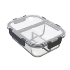 3-Compartment Glass Containers with Airtight Lids 980ml 3 Pack