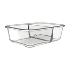 2-Compartment Glass Container with Airtight Lids - 980ml - 3 PACK