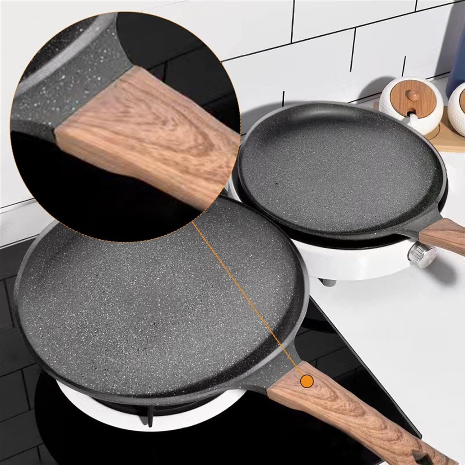 Nonstick Crepe Pan 6 8 10 Inch Flat Pan With Stay Cool Handle For Induction And Gas Stoves