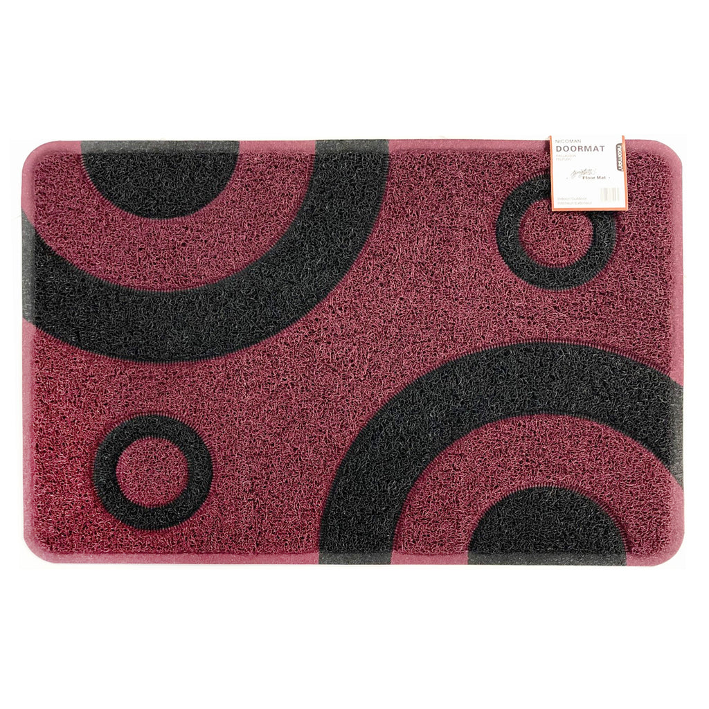 Geo Circle Spaghetti Doormat 90x60cm - Purple & Black Purple with Black Circles