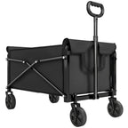80L Festival Trolley on Wheels, Compact Garden Folding Trolley Cart with Adjustable Handle, Black