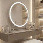 Round Silver Vanity Face LED Mirror 60cm Diameter