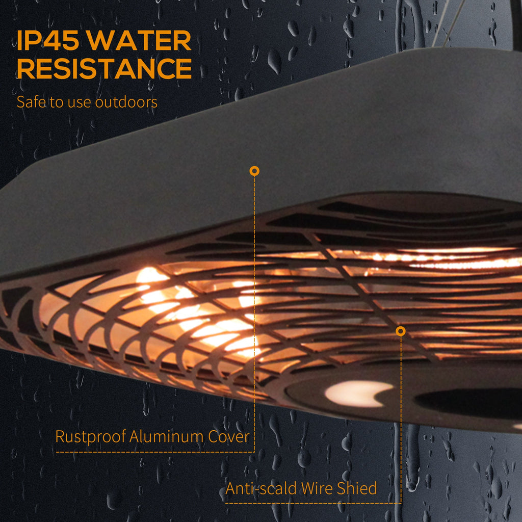 2000W Patio Electric Hanging Ceiling Heater Halogen Remote Aluminium