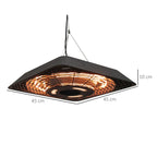 2000W Patio Electric Hanging Ceiling Heater Halogen Remote Aluminium