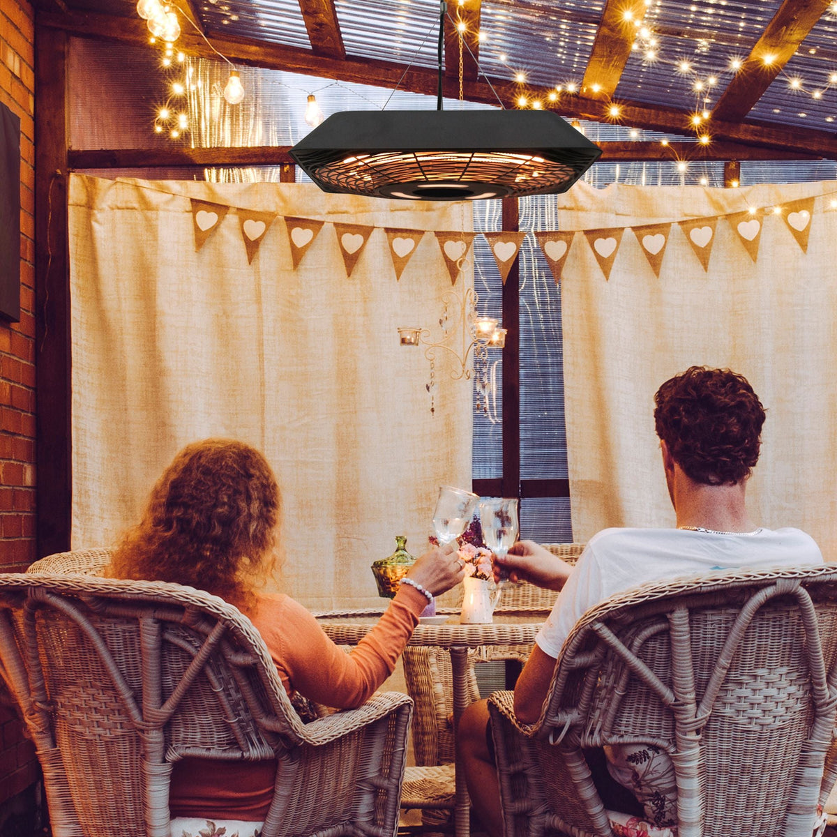 2000W Patio Electric Hanging Ceiling Heater Halogen Remote Aluminium