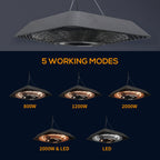 2000W Patio Electric Hanging Ceiling Heater Halogen Remote Aluminium