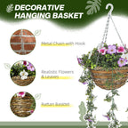 Set of 2 Artificial Plants, Azalea Flowers in Basket