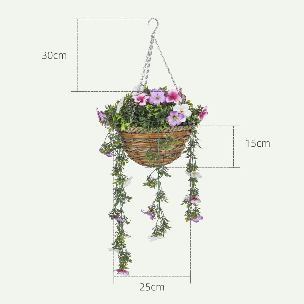 Set of 2 Artificial Plants, Azalea Flowers in Basket