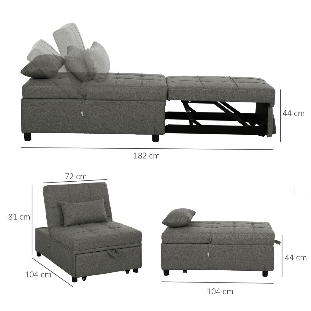 4-in-1 Pull Out Sleeper Chair Bed with Pockets