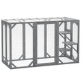 71" Wooden Cat House with 3 Platforms, Large Door for Multiple Cats