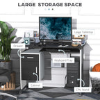 Computer Desk with Sliding Keyboard Tray, Storage Drawers and Host Box Shelf, Home Office Desk, Study Workstation, 100 x 52 x 75cm, Black