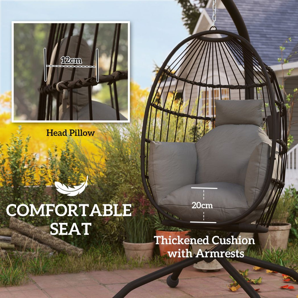 Egg Chair Outdoor Indoor Garden Swing Chair, Folding Basket