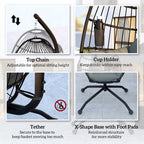 Egg Chair Outdoor Indoor Garden Swing Chair, Folding Basket