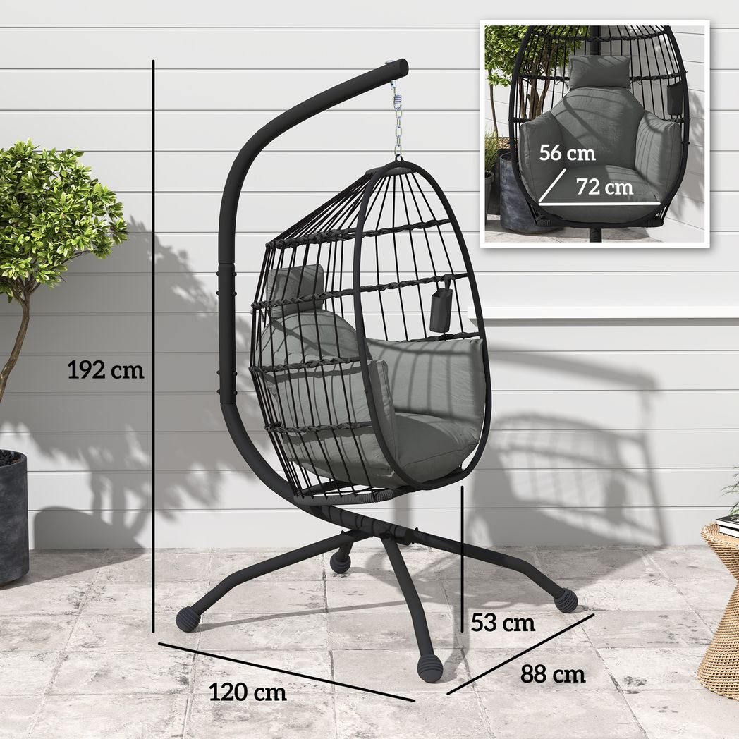 Egg Chair Outdoor Indoor Garden Swing Chair, Folding Basket